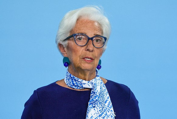 epa12258580 European Central Bank (ECB) President Christine Lagarde addresses a press conference following the meeting of the ECB Governing Council in Frankfurt am Main, Germany, 24 July 2025. EPA/RON ...