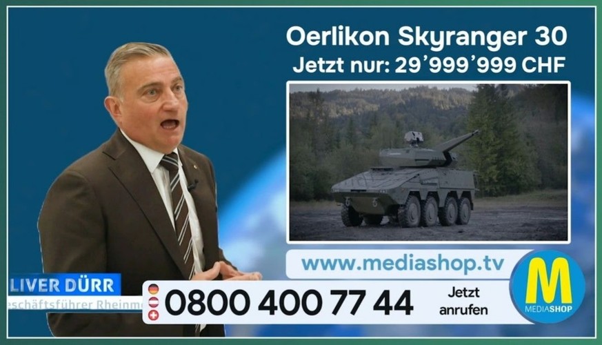 Bildmontage mit Oliver Dürr, Gschäftsführer von Rheinmetall Oerlikon.