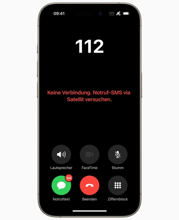Apple lanciert «Notruf SOS via Satellit» am 22. September 2022 in der Schweiz und in Spanien. Der Dienst ist auf dem iPhone 14 und iPhone 15 verfügbar.