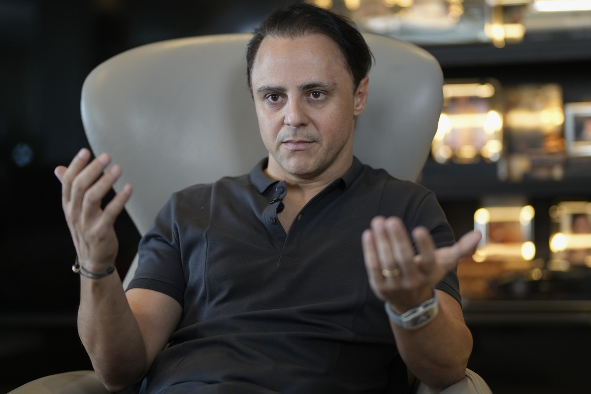 Former Formula One driver Felipe Massa speaks during an interview at his home in Sao Paulo, Brazil, Thursday, Aug. 31, 2023. Massa sent a letter to the FIA accusing auto racing's governing body o ...