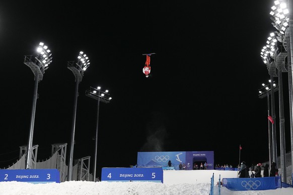 Switzerland&#039;s Pirmin Werner competes during the men&#039;s aerials finals at the 2022 Winter Olympics, Wednesday, Feb. 16, 2022, in Zhangjiakou, China. (AP Photo/Gregory Bull)