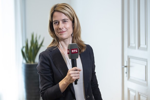 FDP Parteipraesidentin Petra Goessi spricht an einem Medientermin, am Montag, 14. Juni 2021, in Bern. Goessi gab ihren Ruecktritt per Ende Jahr bekannt. (KEYSTONE/Peter Schneider)