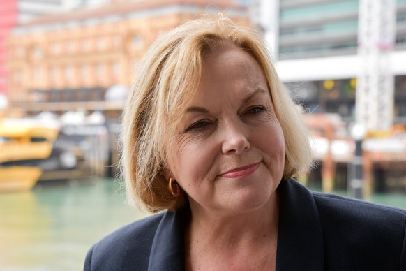 epa08746303 New Zealand opposition leader Judith Collins speaks to the media while campaigning in Auckland, New Zealand, 15 October 2020. The New Zealand general election will be held on 17 October 20 ...