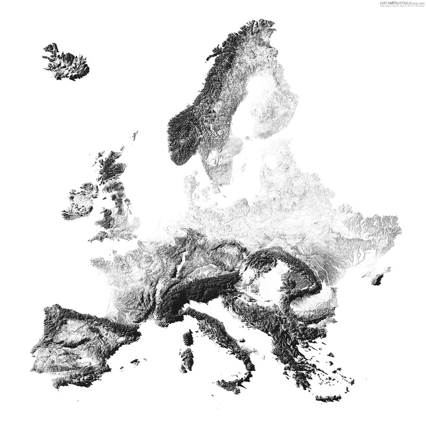 Karte: Europa Sonnenuntergang Schatten