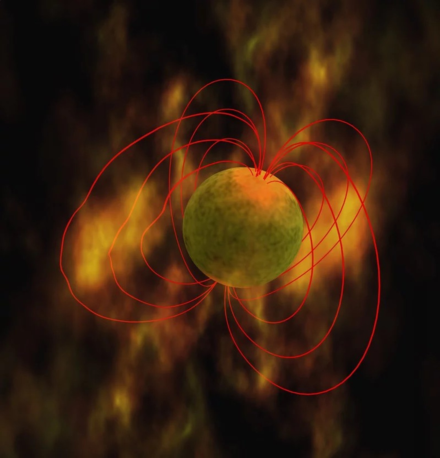 Magnetare sind extrem dicht gepackte, rotierende Neutronensterne und besitzen außergewöhnlich starke Magnetfelder.