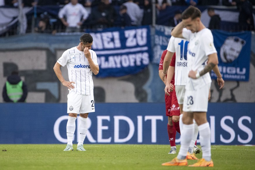 Zuerichs Blerim Dzemaili und Zuerichs Fabian Rohner, von links, nach dem Fussball Meisterschaftsspiel der Super League zwischen dem FC Zuerich und dem FC Winterthur im Stadion Letzigrund, am Sonntag,  ...