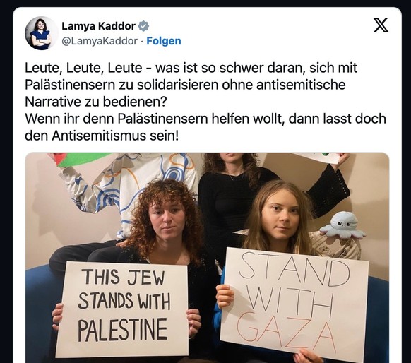 Greta Thunberg wird wegen fragwürdigem Gaza-Post kritisiert.