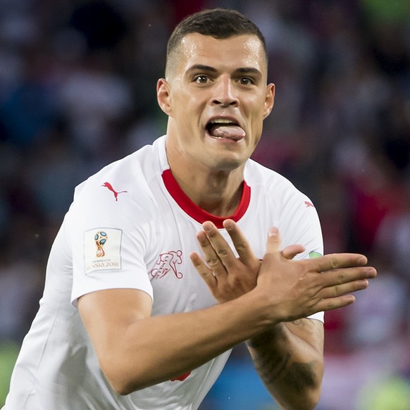 ARCHIV - ZUM WORT DES JAHRES IN DER DEUTSCHSCHWEIZ "DOPPELADLER" AM DONNERSTAG, 6. DEZEMBER 2018, STELLEN WIR IHNEN FOLGENDES BILDMATERIAL ZUR VERFUEGUNG - Switzerland's midfielder Gran ...