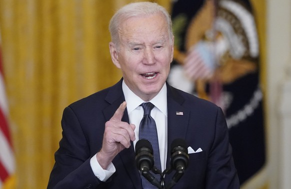 President Joe Biden speaks about Ukraine in the East Room of the White House, Tuesday, Feb. 15, 2022, in Washington. (AP Photo/Alex Brandon)
Joe Biden