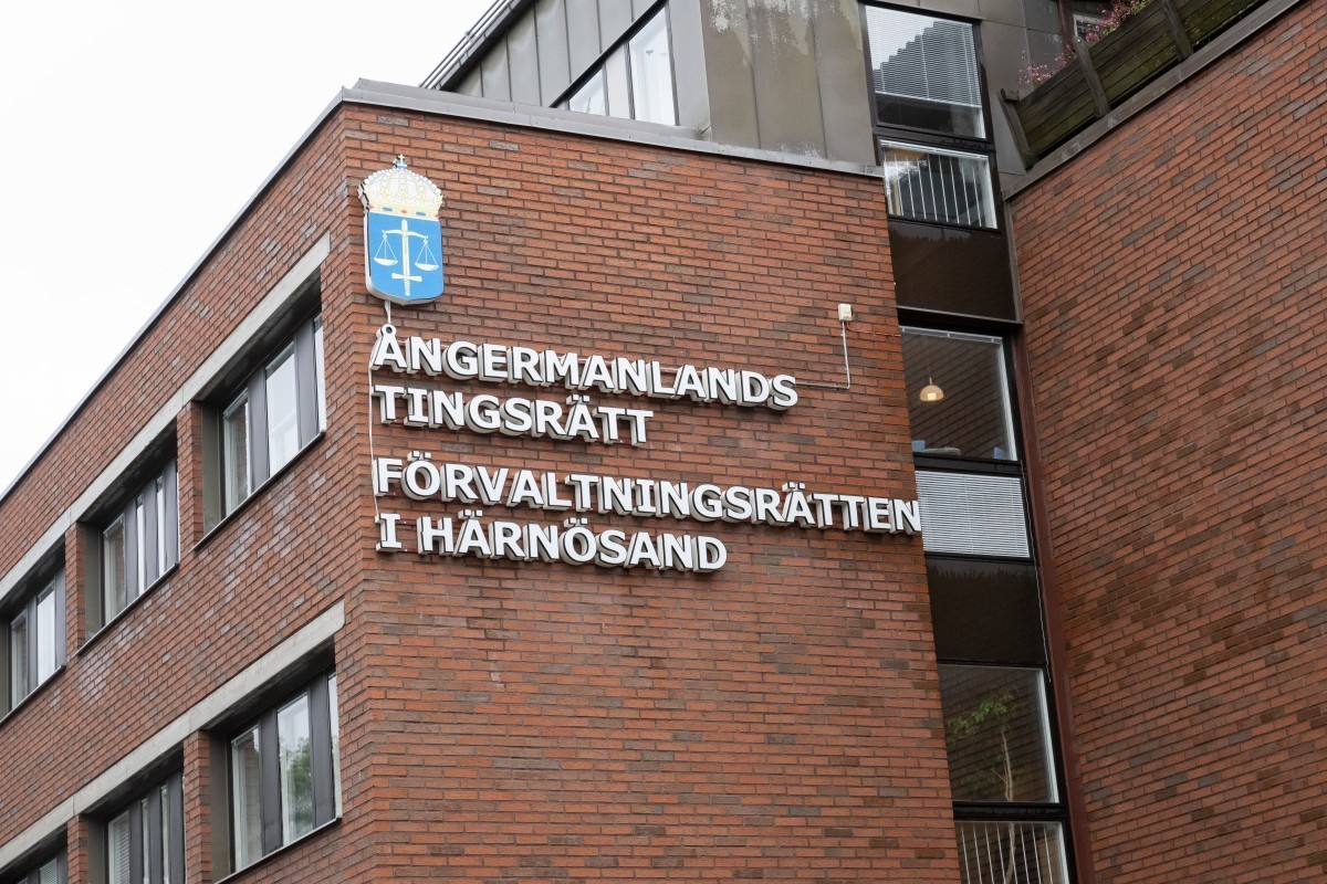 A picture taken on August 2, 2023 shows the Angermanland District Court building in Harnosand, Sweden. A Swedish prosecutor on March 30, 2026 charged a man, suspected of selling his wife's sexual ...