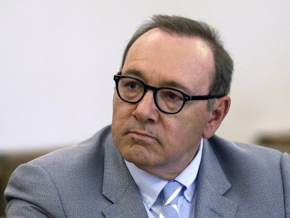 FILE - Kevin Spacey attends a pretrial hearing at district court in Nantucket, Mass, June 3, 2019. British prosecutors have charged actor Kevin Spacey with four counts of sexual assault against three  ...