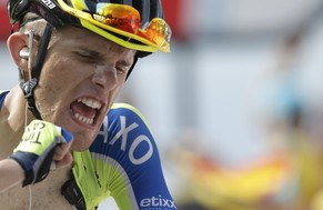 Tinkoff-Saxo-Fahrer Rafal Majka überquert die Ziellinie: Ausgelaugt, aber glücklich.