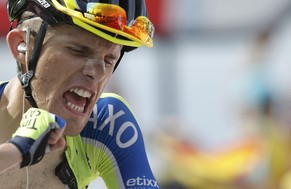 Tinkoff-Saxo-Fahrer Rafal Majka überquert die Ziellinie: Ausgelaugt, aber glücklich.