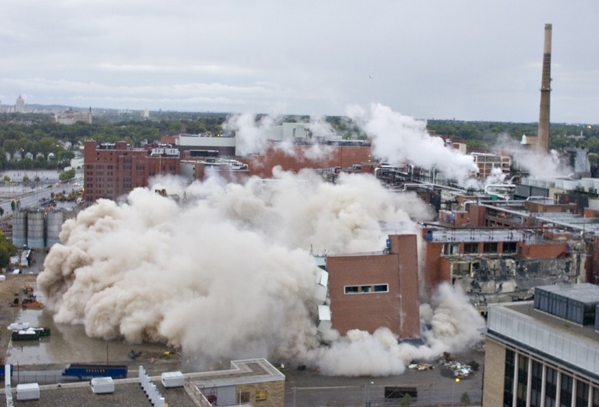 Building 50 at Kodak Park is imploded in this photo from Saturday morning Sept. 15, 2007. The boom in digital photography triggered a series of aftershocks at Eastman Kodak Co. as one after another of ...
