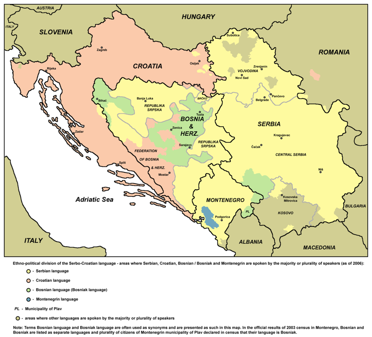 Serbokroatische Sprachen im Westbalkan, 2006.
https://de.wikipedia.org/wiki/Serben#/media/Datei:Serbo_croatian_languages2006_02.png