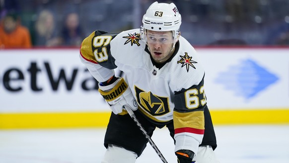 FILE -Vegas Golden Knights&#039; Evgenii Dadonov plays during an NHL hockey game, Tuesday, March 8, 2022, in Philadelphia. The NHL has voided the Golden Knights&#039; trade of Evgenii Dadonov to the D ...