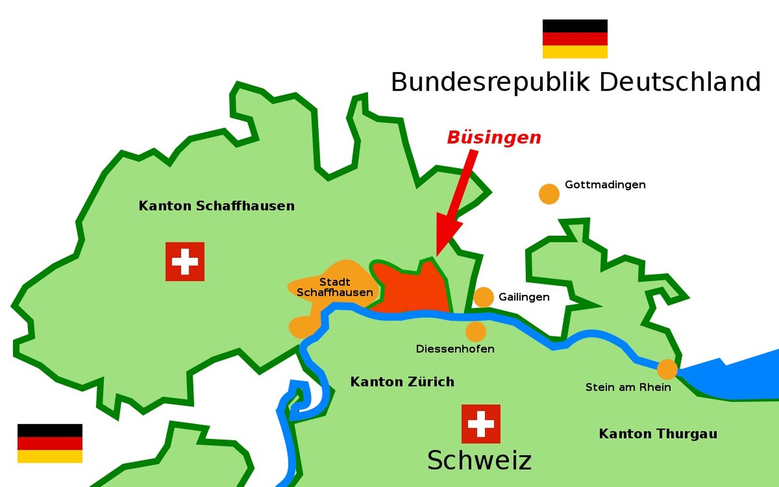 Übersichtskarte der Lage von Büsingen.
https://commons.wikimedia.org/wiki/File:Lage_von_b%C3%BCsingen_im_detail.svg
