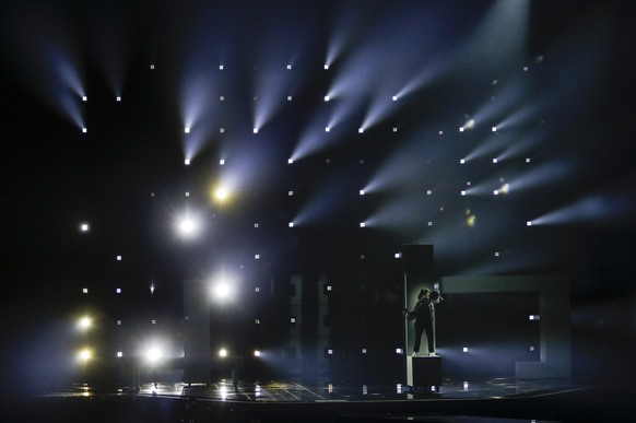 Gjon&#039;s Tears from Switzerland performs at the second semi-final of the Eurovision Song Contest at Ahoy arena in Rotterdam, Netherlands, Thursday, May 20, 2021.(AP Photo/Peter Dejong)
Gjon&#039;s  ...