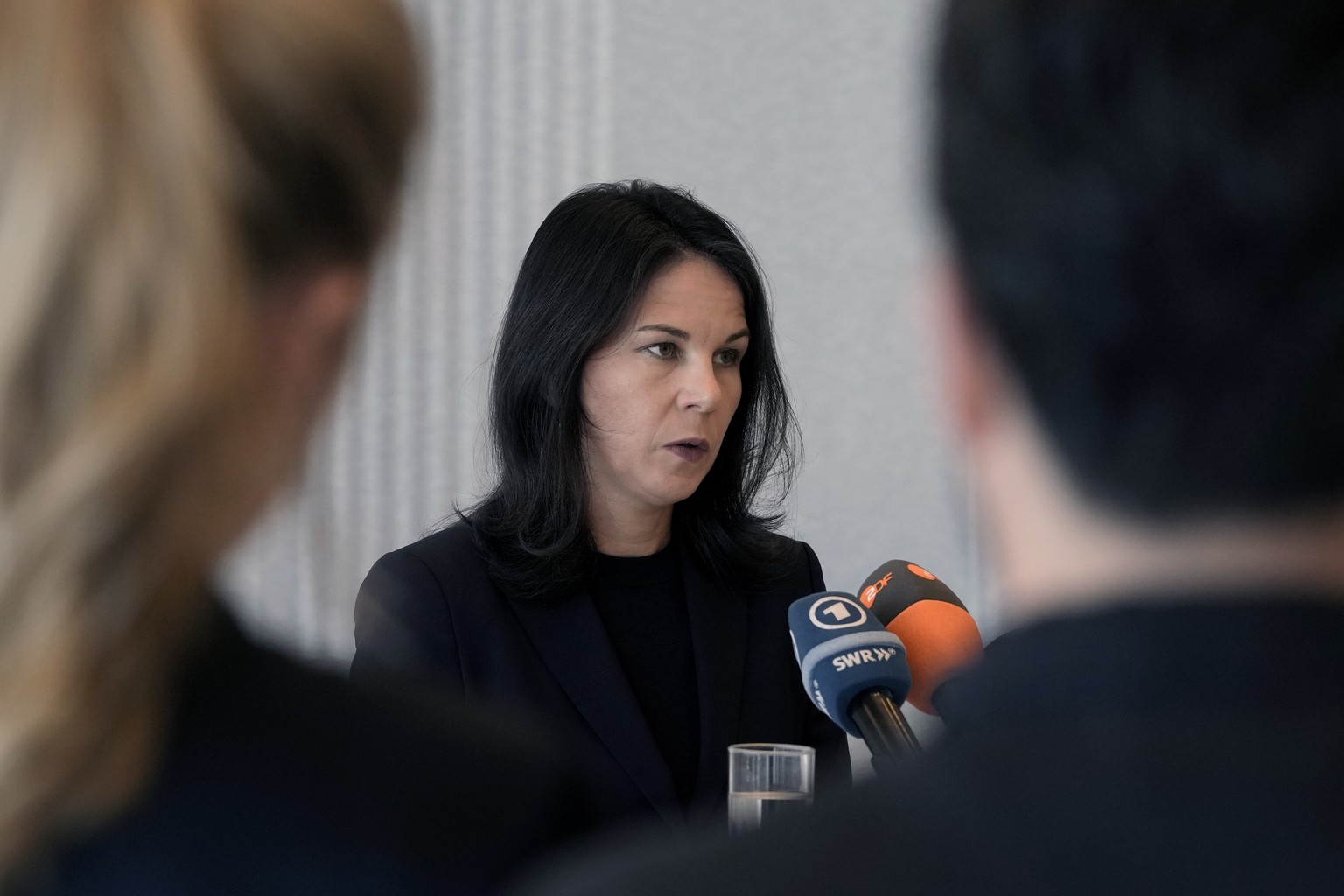 German Foreign Minister Annalena Baerbock, speaks during a news conference at the German Embassy in Dekwaneh, northern Beirut, Lebanon, Wednesday, Oct. 23, 2024. (AP Photo/Bilal Hussein)
Annalena Baer ...