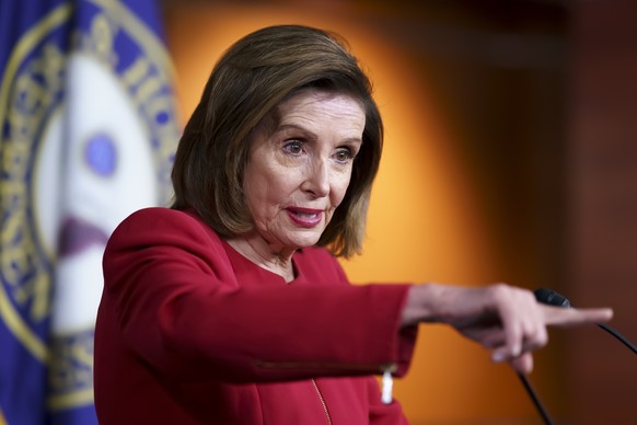 Speaker of the House Nancy Pelosi, D-Calif., meets with reporters to discuss President Joe Biden's domestic agenda including passing a bipartisan infrastructure bill and pushing through a Democrats-on ...