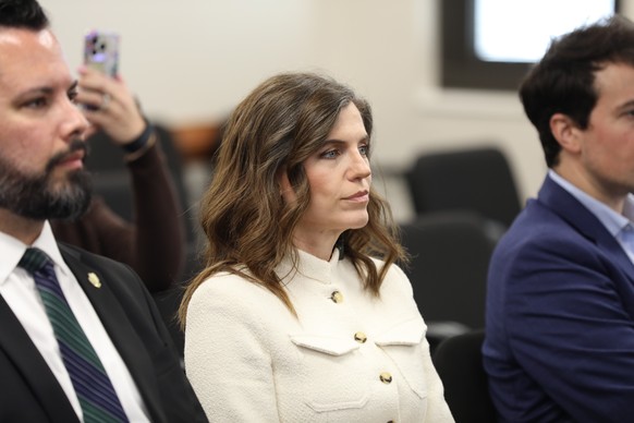Republican U.S. Rep. Nancy Mace watches a South Carolina Legislative Oversight Committee looking at the state Attorney General&#039;s Office on Wednesday, Nov. 5, 2025, in Columbia, S.C. (AP Photo/Jef ...