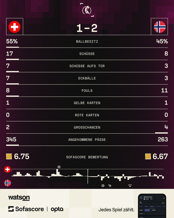 Die Statistiken der Partie.