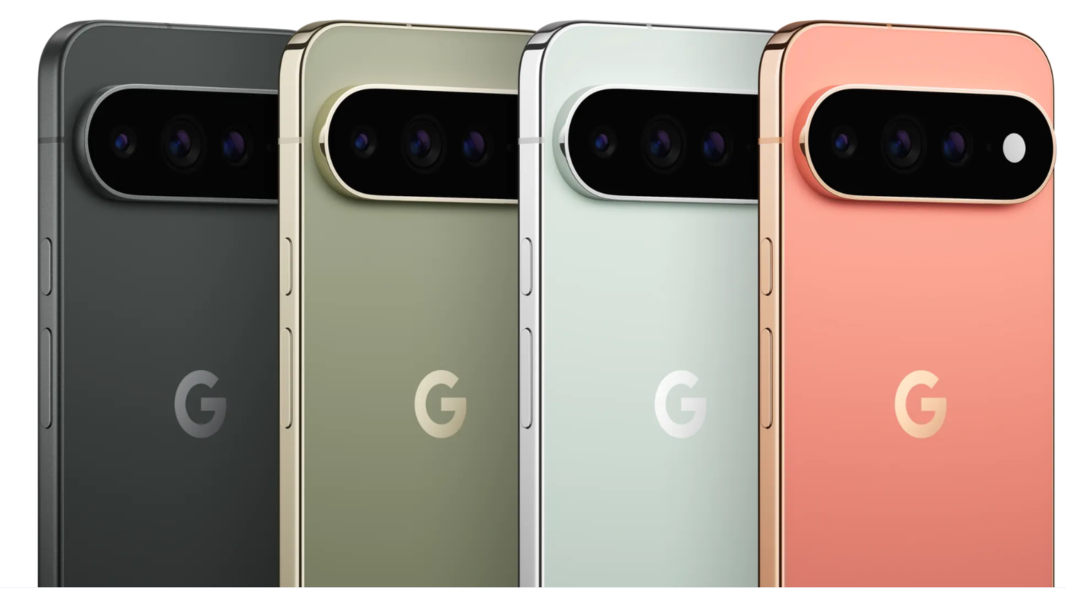 Obsidian, Olive, Fog und Canyon (v.l.n.r.): Das Pixel 11 Pro ist in vier Farben erhältlich.