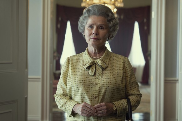 This image released by Netflix shows Imelda Staunton as Queen Elizabeth in &quot;The Crown.&quot; (Alex Bailey/Netflix via AP)