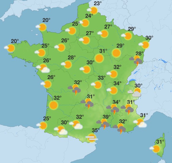 Wetterprognose Donnerstag, 3. Juli 2025 Frankreich