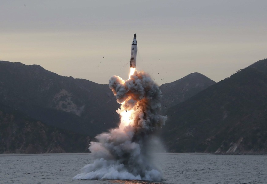epa05934048 (FILE) - An undated file photo released on 24 April 2016 by North Korean Central News Agency (KCNA) shows an &#039;underwater test-fire of strategic submarine ballistic missile&#039; condu ...