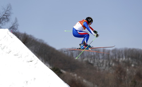 epa06548257 Jean Frederic Chapuis of France in action during the men&#039;s Freestyle Skiing Ski Cross seeding run at the Bokwang Phoenix Park during the PyeongChang 2018 Olympic Games, South Korea, 2 ...