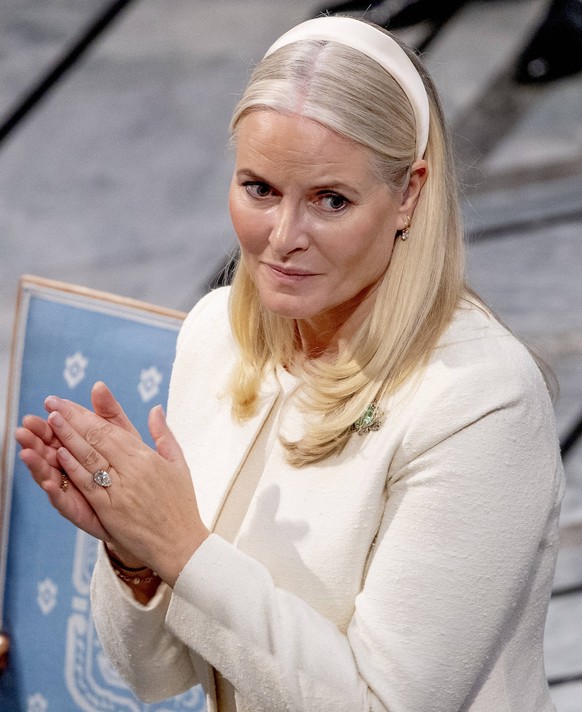 10-12-2025 Norway Princess Mette-Marit at the awarding of the Nobel Peace Prize to Maria Corina Machado from Venezuela in the city hall in Olso. Due to the circumstances in her home country of Venezue ...