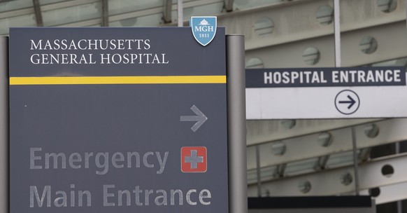 epa09961036 Outside of Massachusetts General Hospital where the first case of Monkeypox virus in the United States in 2022, is being treated for in a male patient in Boston, Massachusetts, USA, 20 May ...