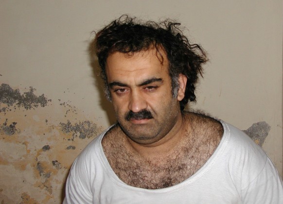FILE- Khalid Sheikh Mohammed, the alleged Sept. 11 mastermind, is seen shortly after his capture during a raid in Pakistan, March 1, 2003, in this photo obtained by the Associated Press. (AP Photo, Fi ...