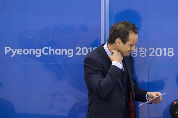 Patrick Fischer, head coach of Switzerland, during the men ice hockey play-off qualification match between Switzerland and Germany in the Kwandong Hockey Center in Gangneung during the XXIII Winter Ol ...