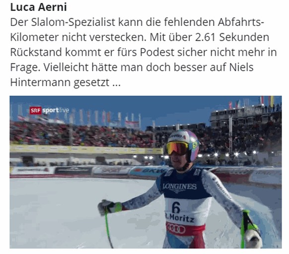 Gold und Bronze fÃ¼r die Schweiz! Â«Luca Aerni Weltmeister? Das ist unglaublichÂ»
rofl