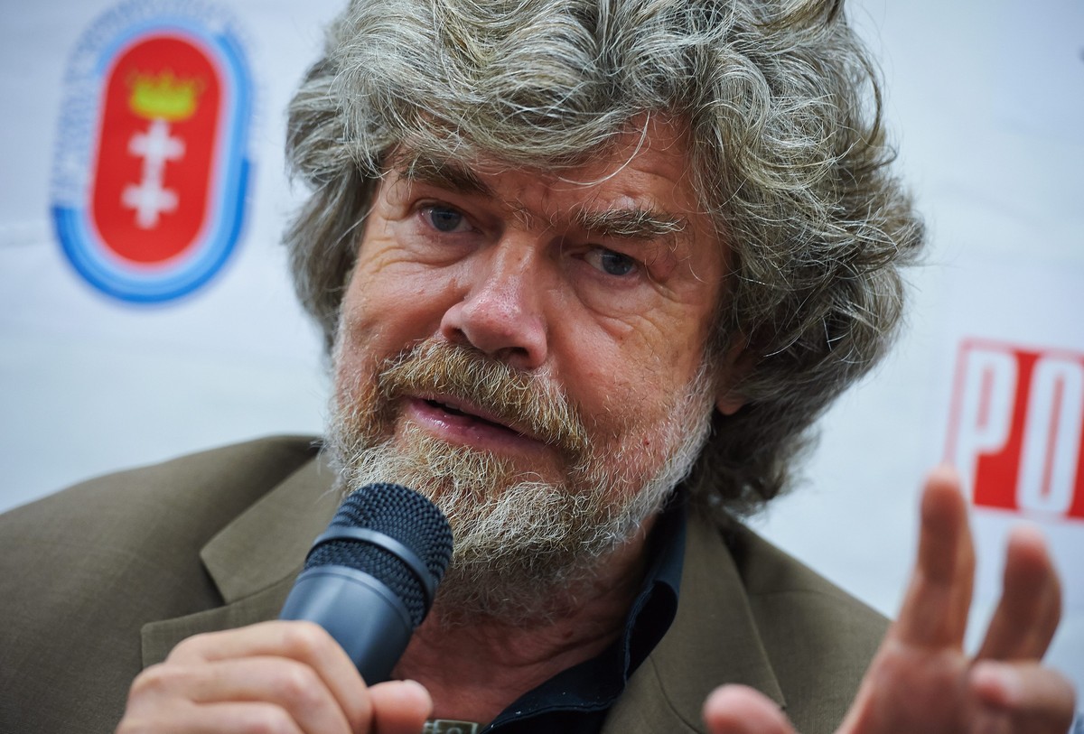 epa04287782 Italian mountaineer Reinhold Messner during a press conference before the unveiling of the monument 'Crown of the Himalayas' in Wladyslawowo, Poland, 28 June 2014. Messner became ...