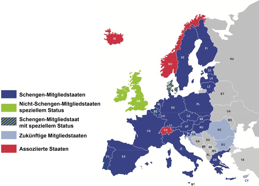 Karte Schengenraum
