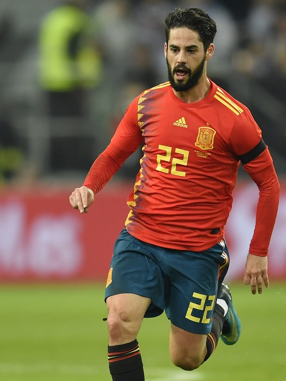 ARCHIV  ZU DEN WICHTIGSTEN SPIELERN DER GRUPPE B AN DER WM 2018 IN RUSSLAND STELLEN WIR IHNEN FOLGENDES BILDMATERIAL ZUR VERFUEGUNG -Spain&#039;s Francisco Isco Alarcon plays during an international  ...