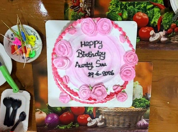epa13147907 A handout photo made available by the Presidential Press and Information Bureau (PPIB) shows a birthday cake with the date of Myanmar ousted leader Aung San Suu Kyi's birthday in Nayp ...