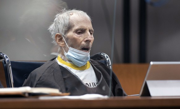 New York real estate scion Robert Durst, 78, sits in the courtroom as he is sentenced to life in prison without chance of parole, Thursday, Oct. 14, 2021 at the Airport Courthouse in Los Angeles. New  ...