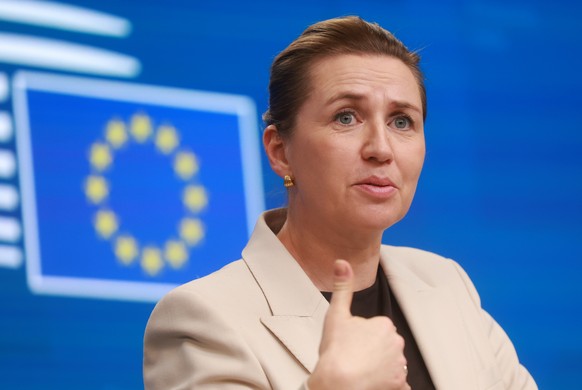 epa12602240 Danish Prime Minister Mette Frederiksen at the end of the EU Council Summit in Brussels, Belgium, 19 December 2025. EU leaders were meeting to discuss the latest developments in Ukraine, t ...