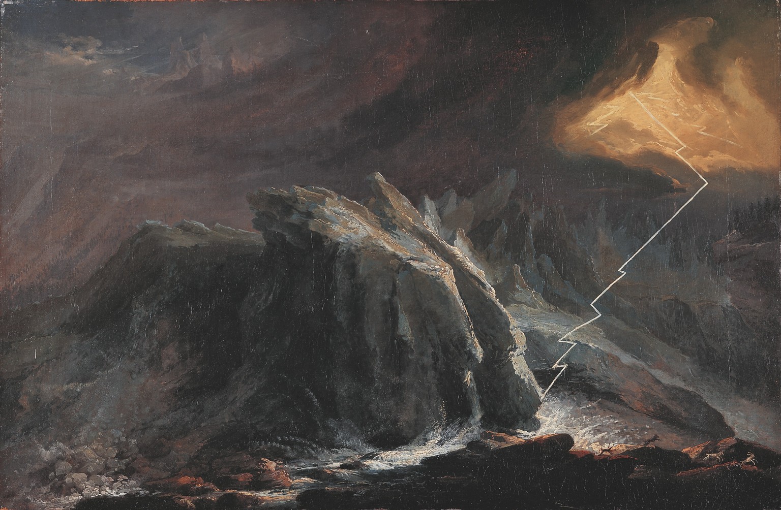 Unterer Grindelwaldgletscher mit Blitzschlag.