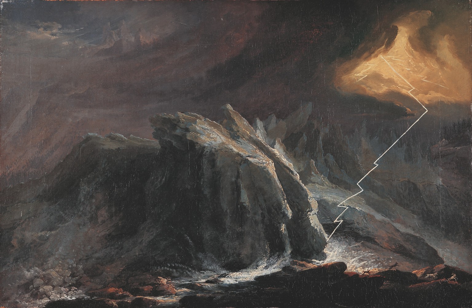 Unterer Grindelwaldgletscher mit Blitzschlag.