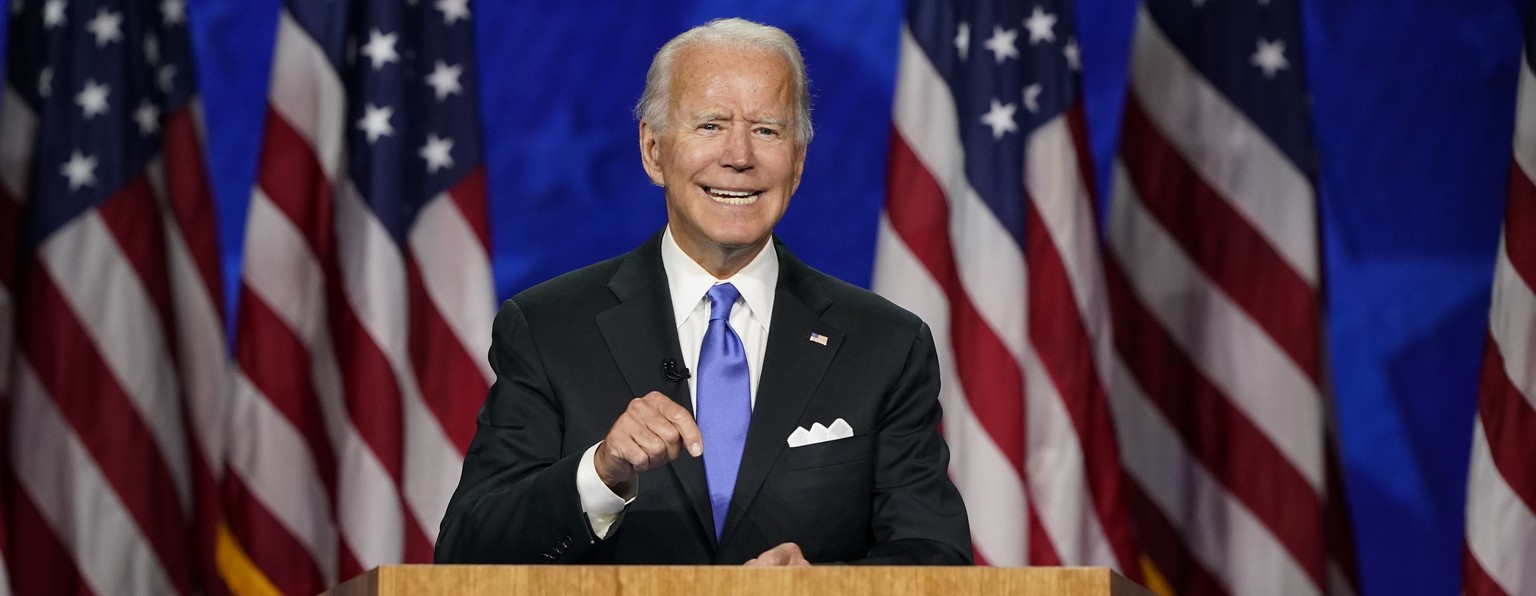 Democratic presidential candidate former Vice President Joe Biden speaks during the fourth day of the Democratic National Convention, Thursday, Aug. 20, 2020, at the Chase Center in Wilmington, Del. ( ...