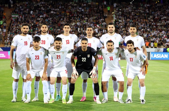 epa12168825 Players of Iran pose for a team picture during the FIFA World Cup 2026 qualification match between Iran and North Korea in Tehran, Iran, 10 June 2025. EPA/ABEDIN TAHERKENAREH