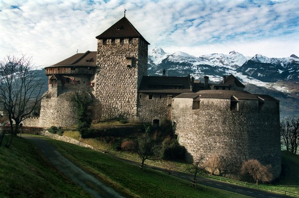 Ansicht auf das fuerstliche Schloss Vaduz umgeben vom Schlosswald, Fuerstentum Lichtenstein, aufgenommen am 9. Dezember 1997. (KEYSTONE/Arno Balzarini) : FILM]