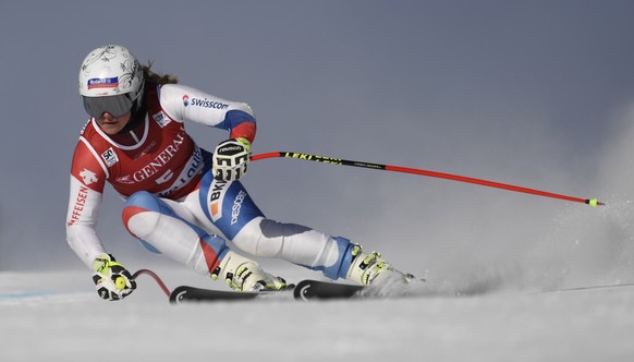 Nov 29, 2016; Lake Louise, Alberta, CAN; Corinne Suter of Switzerland during training for the women&#039;s downhill race at the FIS alpine skiing World Cup at Lake Louise Ski Resort. Mandatory Credit: ...