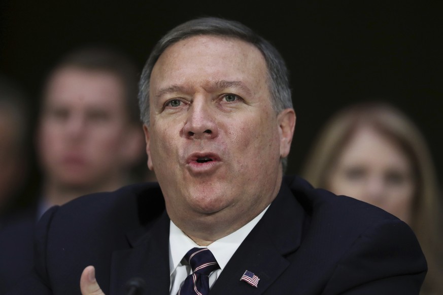 FILE - This is Thursday, Jan. 12, 2017 file photo of CIA Director Michael Pompeo, as he testifies on Capitol Hill in Washington. The Iran nuclear deal was in near terminal condition and on life suppor ...