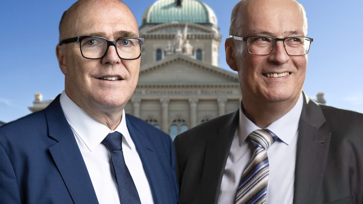 Martin Pfister et Markus Ritter, le Palais fédéral en arrière-plan.